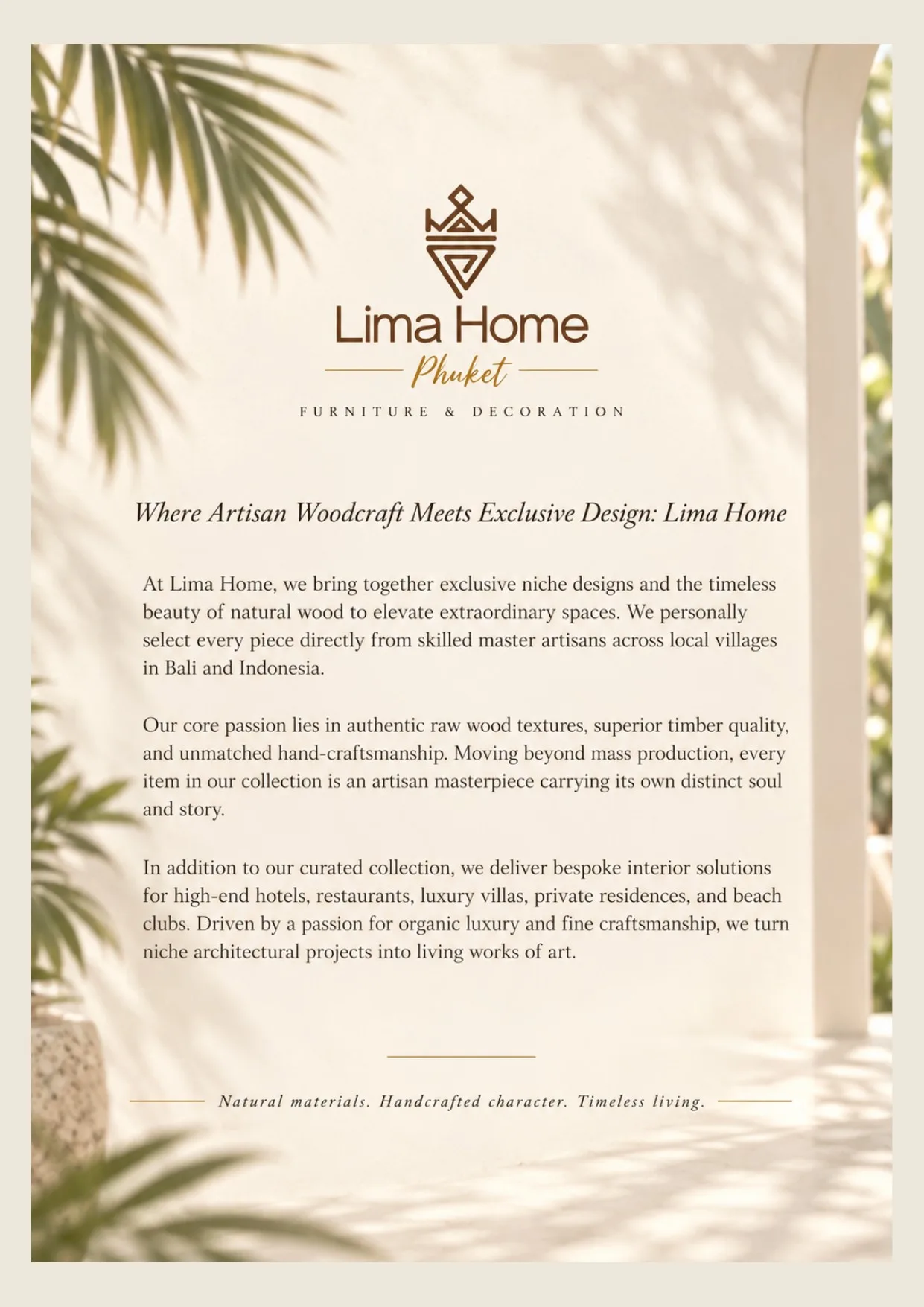 Lima Home brand story and artisan collection manifesto