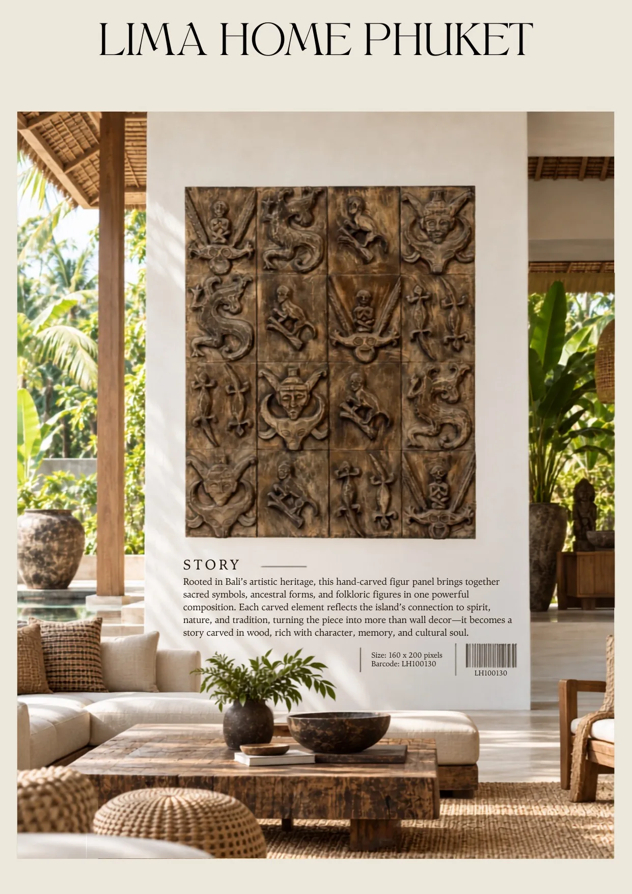 Complete catalog page showing Balinese Carved Wall Panel