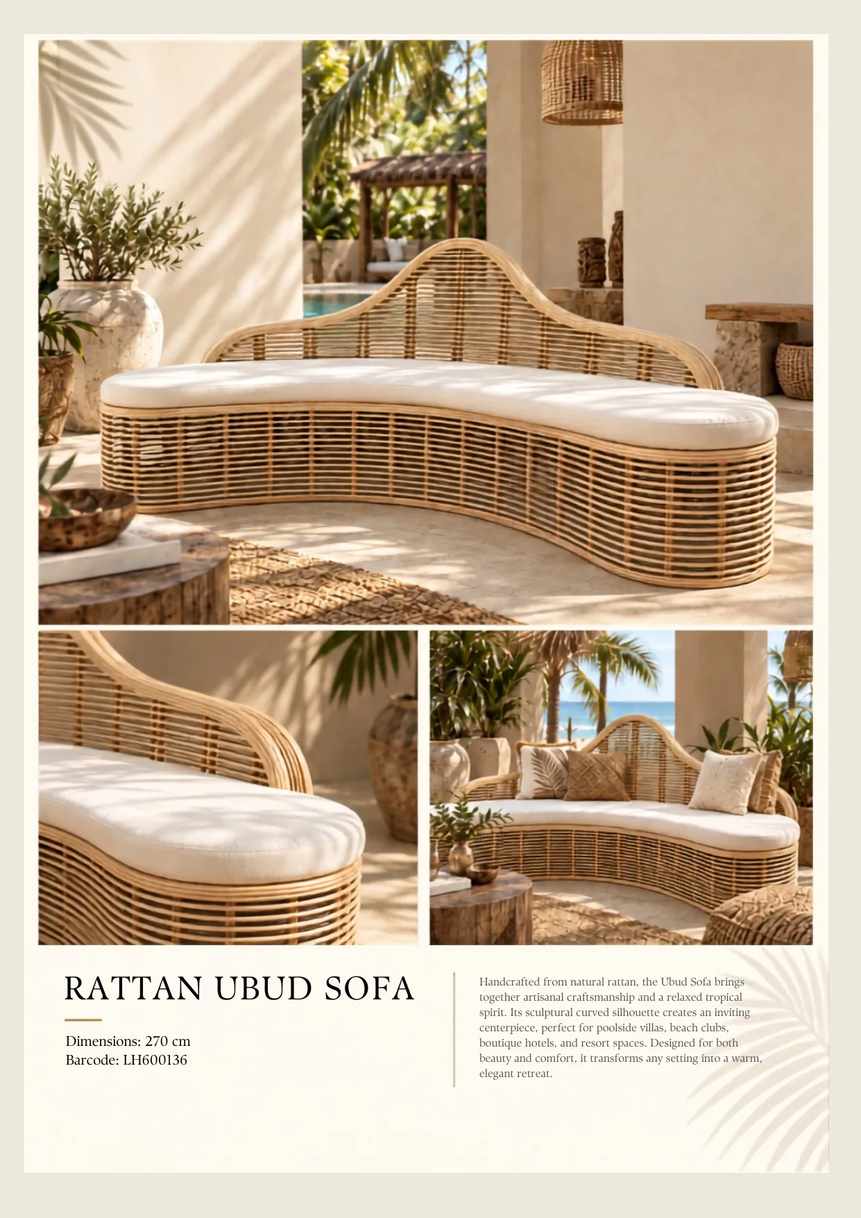 Complete catalog page showing Rattan Ubud Sofa