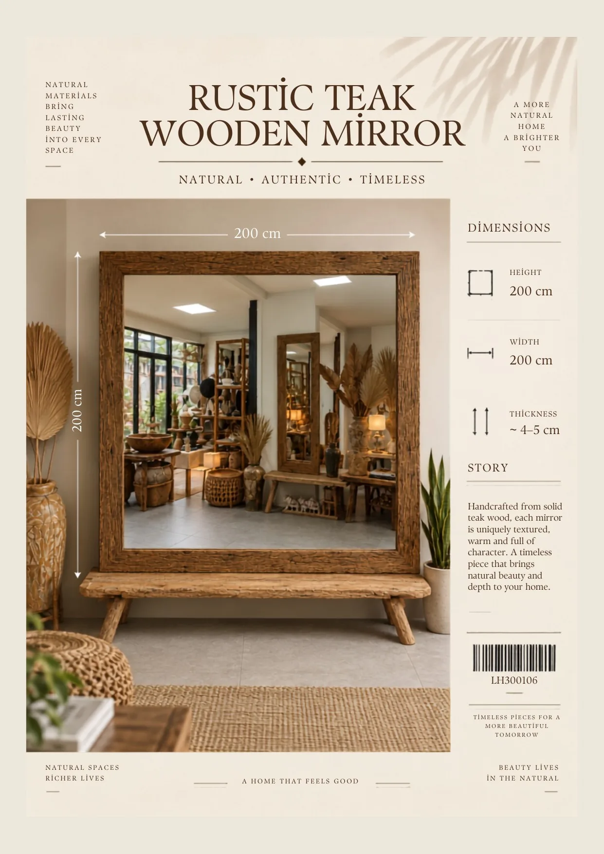 Complete catalog page showing Rustic Teak Wooden Mirror