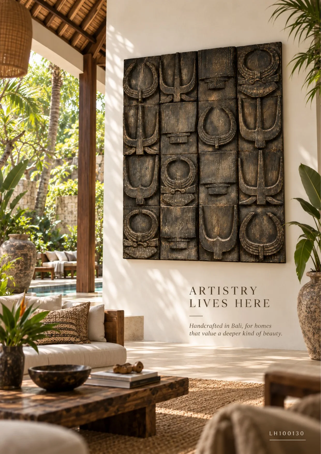 Complete catalog page showing Artisan Carved Wall Art Panel