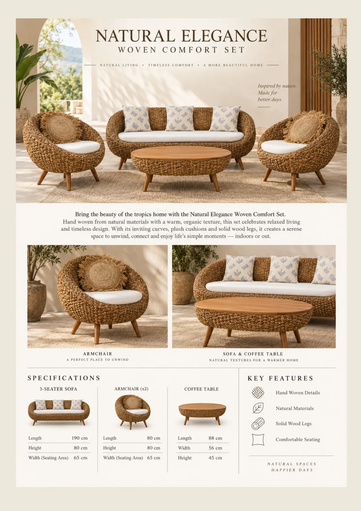 Complete catalog page showing Natural Elegance Woven Comfort Set