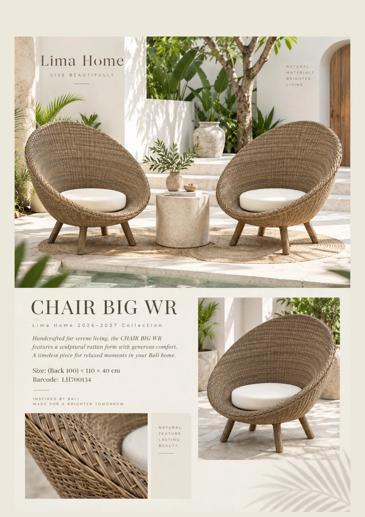 Complete catalog page showing Outdoor Rattan Lounge Chair