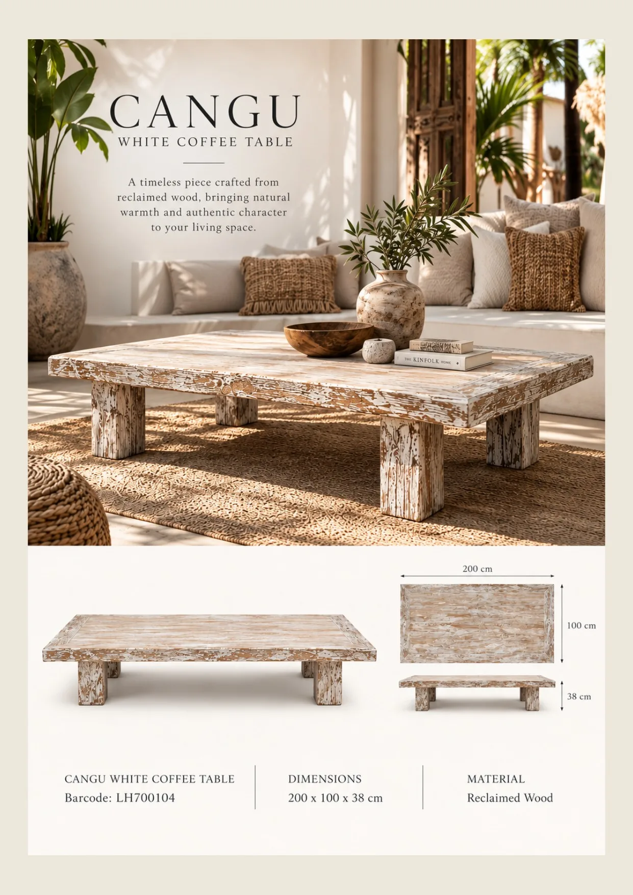 Complete catalog page showing White Copper Aria Console Table