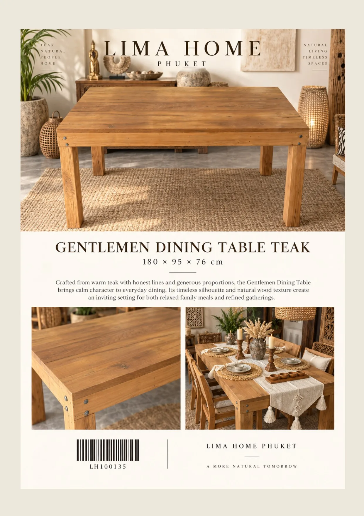 Complete catalog page showing Solid Teak High Bar Table