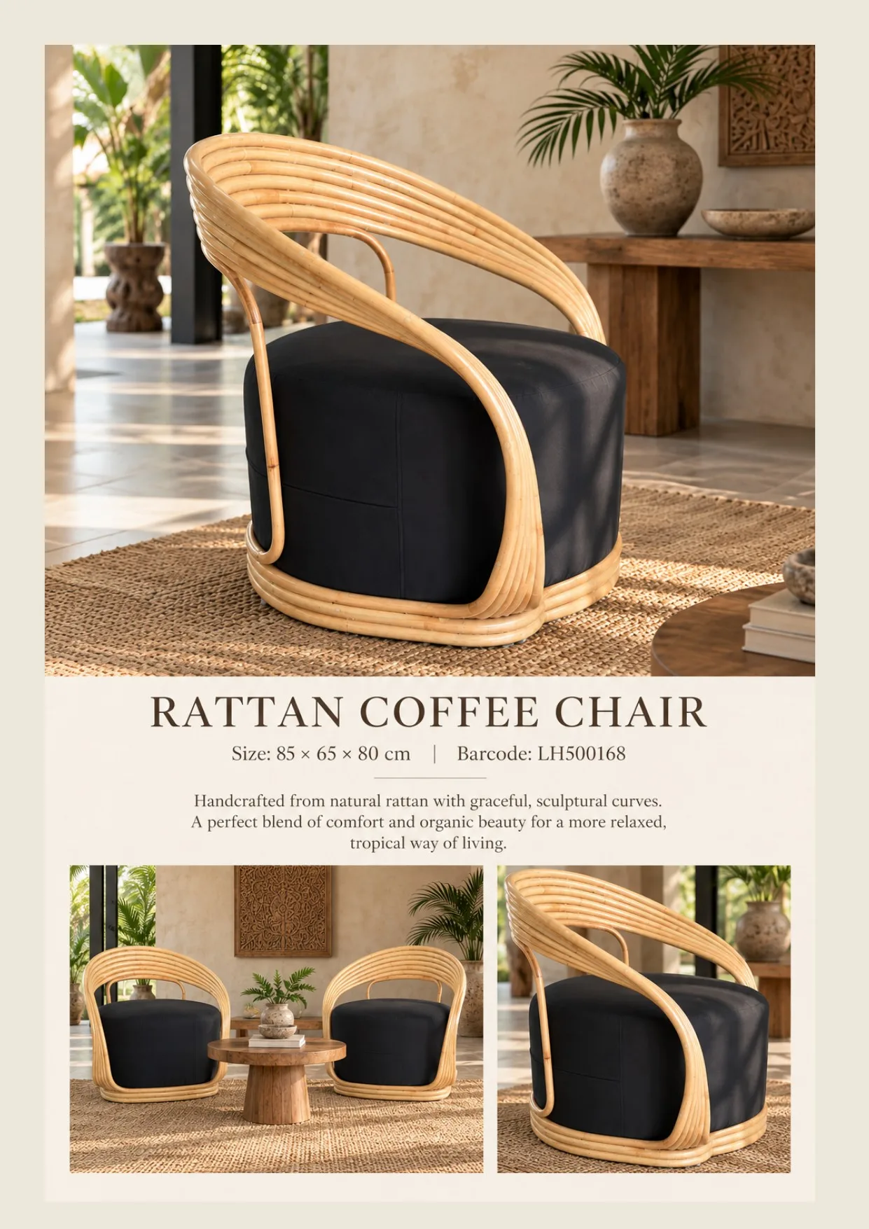 Complete catalog page showing Rattan Coffee Accent Chair