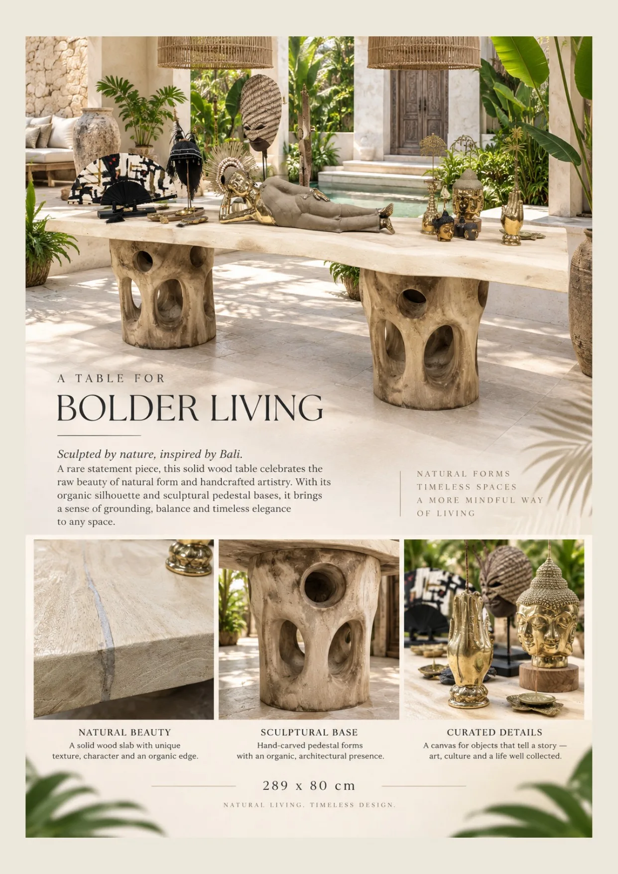Complete catalog page showing Solid Wood Statement Table & Planter
