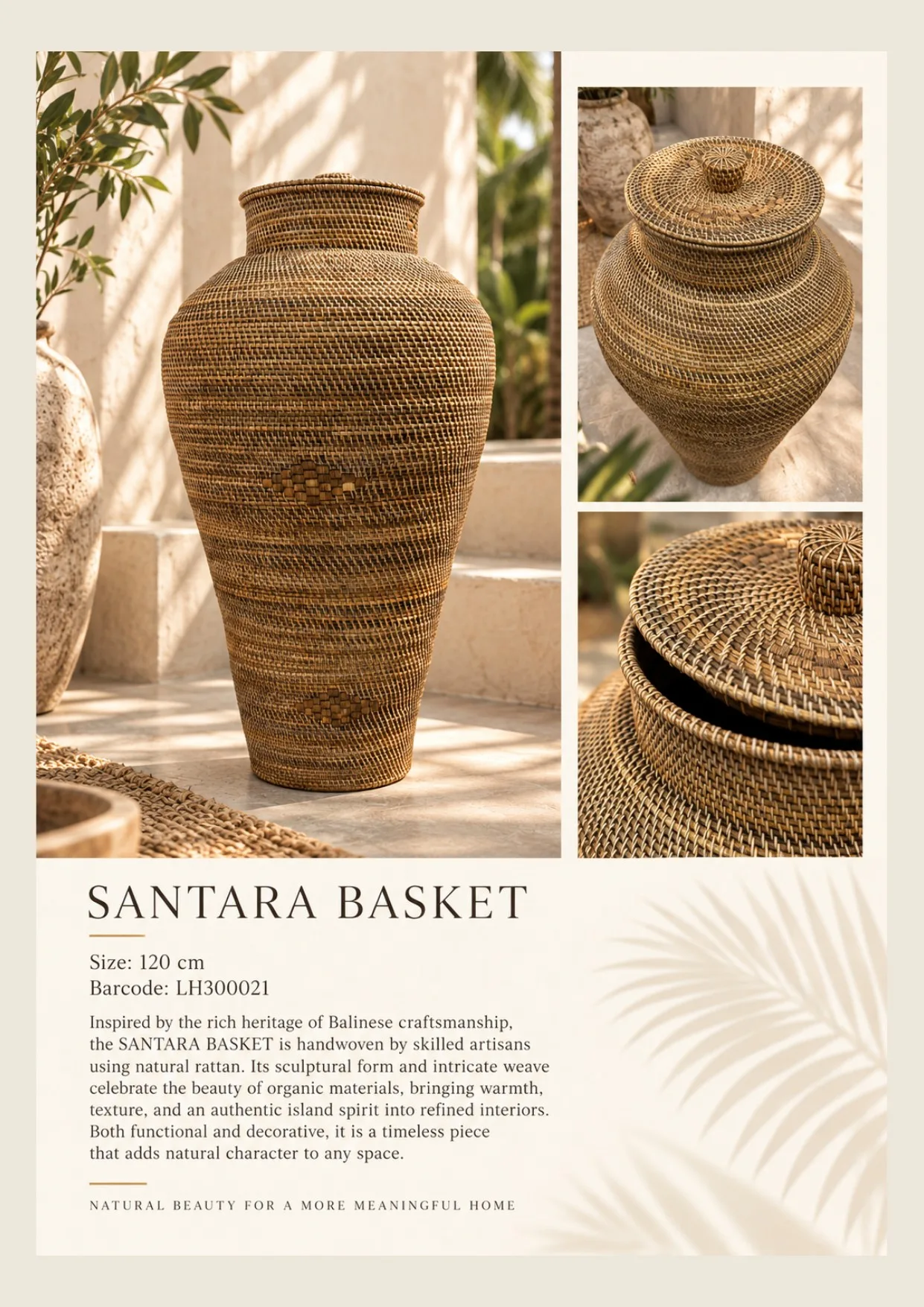 Complete catalog page showing Woven Fiber Tall Decorative Vase