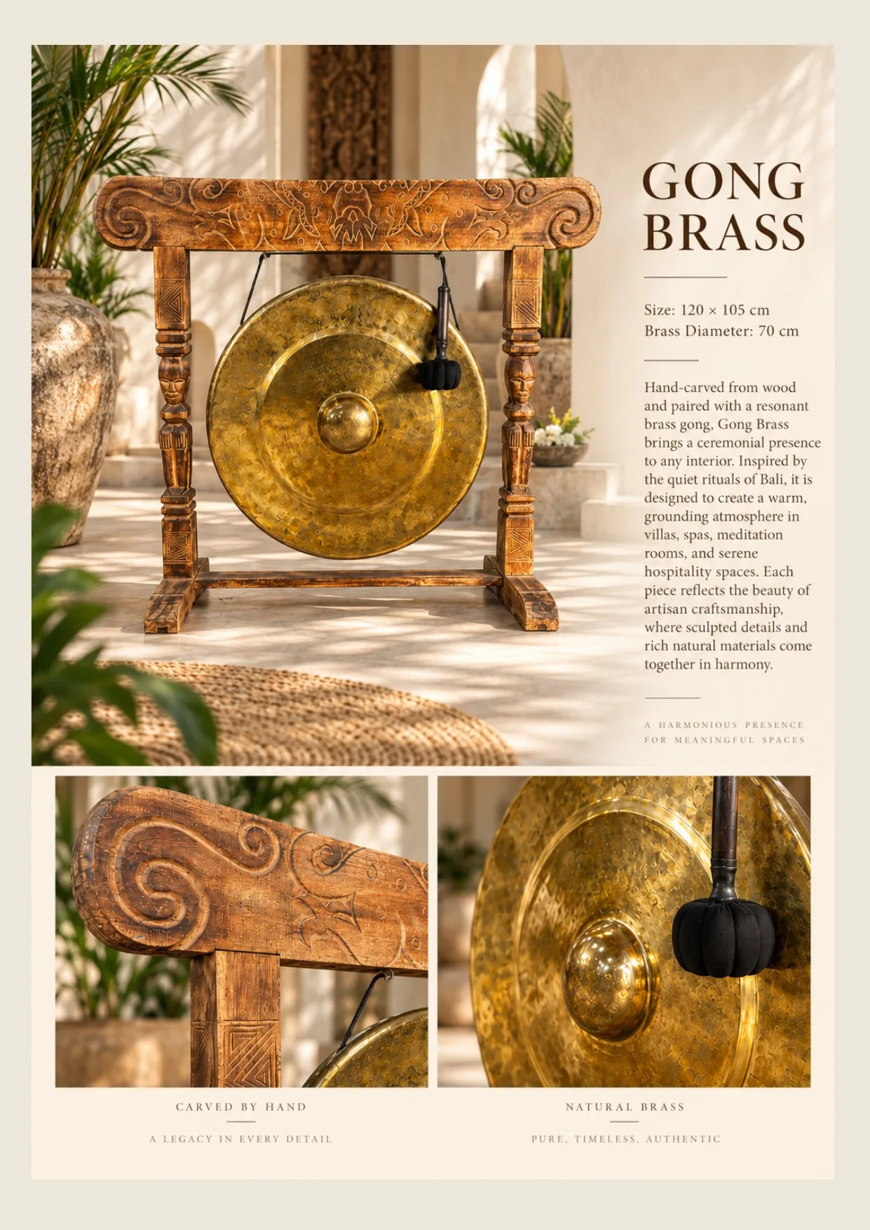 Complete catalog page showing Traditional Brass Bell Gong Decor