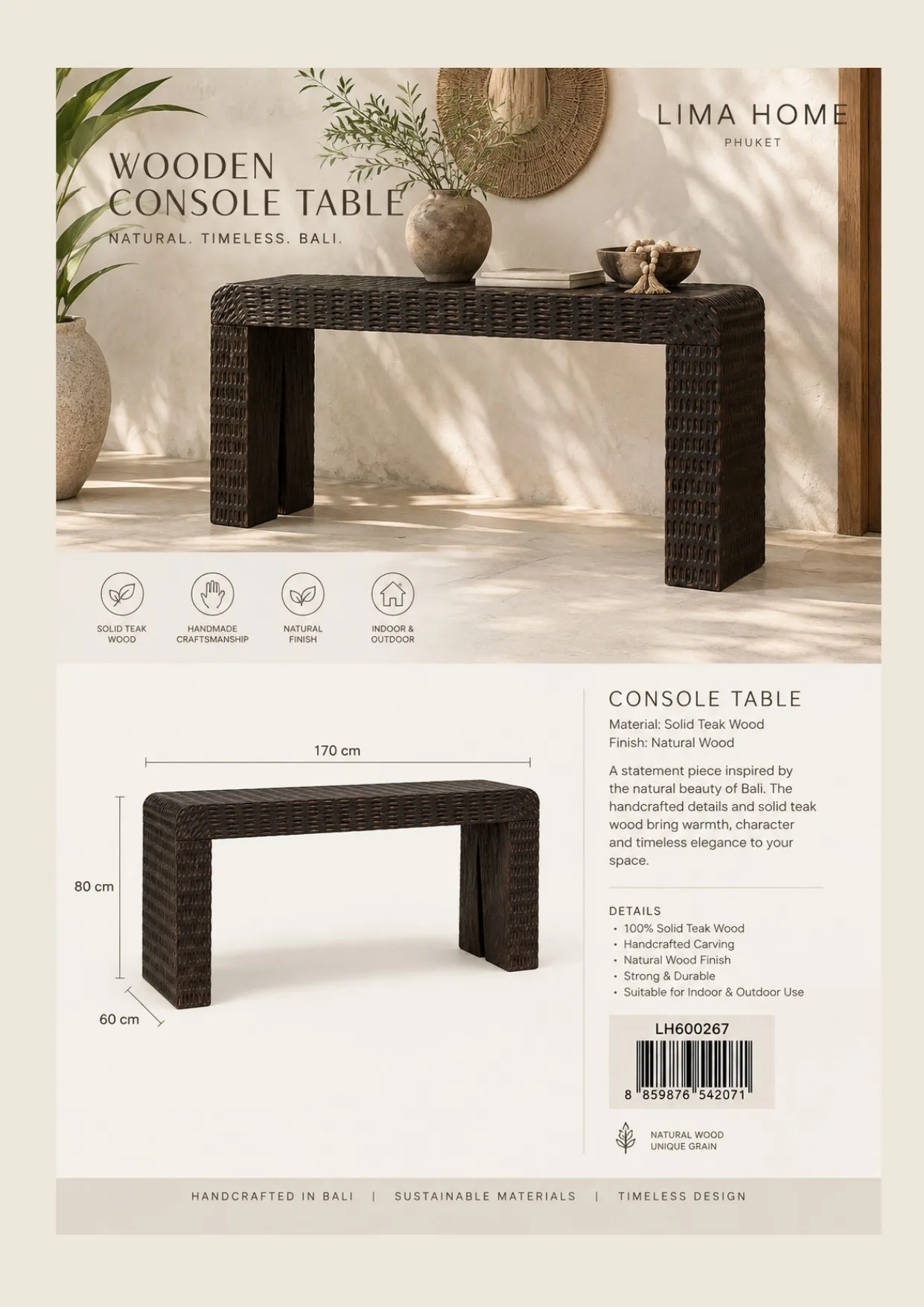 Complete catalog page showing Wooden Console Table