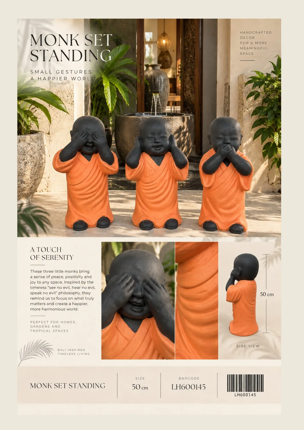 Complete catalog page showing Handcrafted Balinese Spiritual Statue