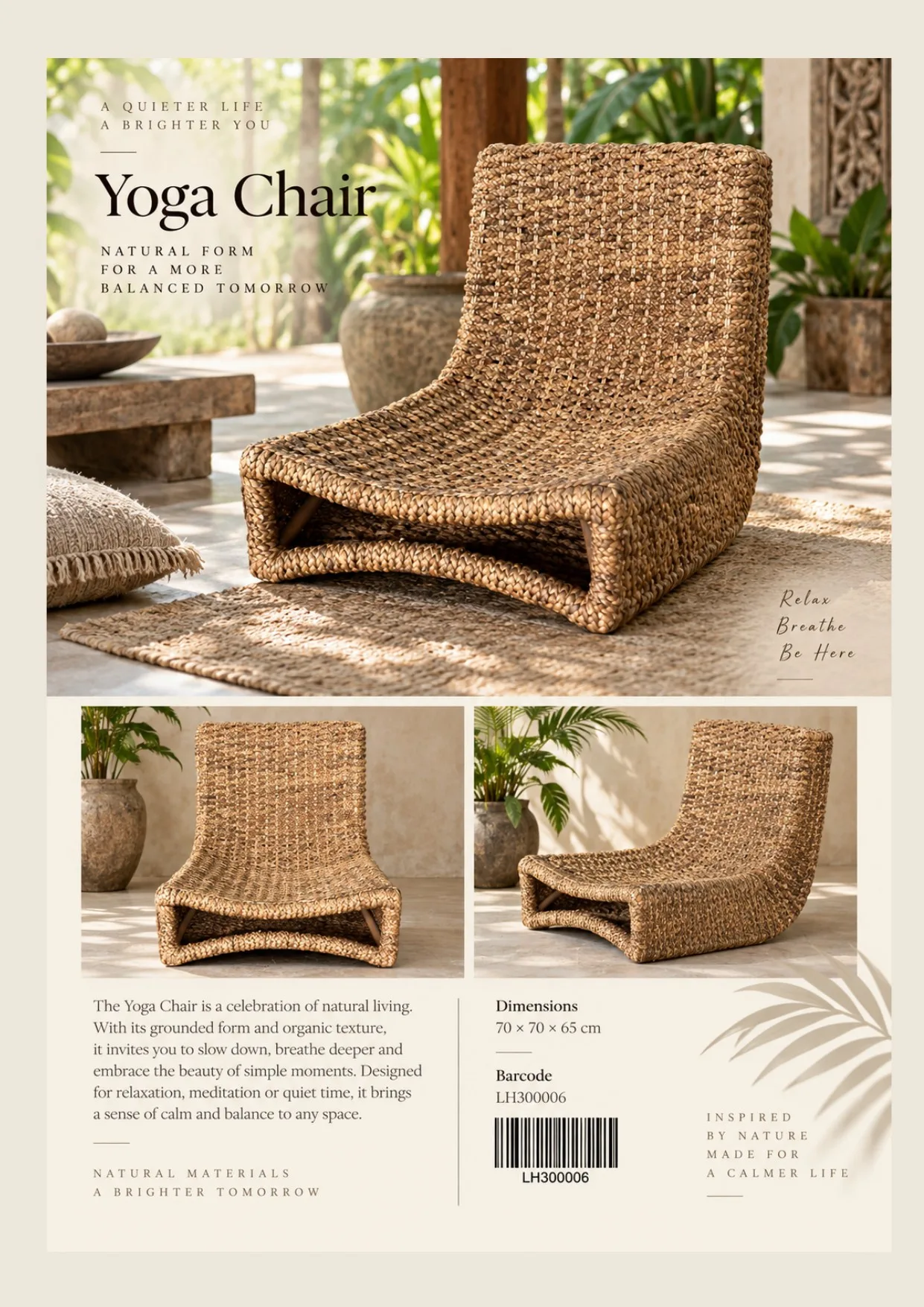Complete catalog page showing Handwoven Natural Rattan Chair