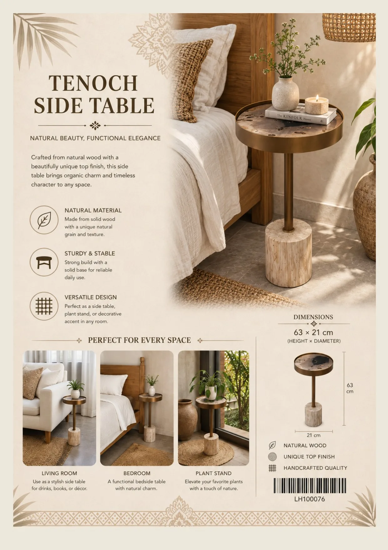 Complete catalog page showing Solid Teak Low Platform Bed