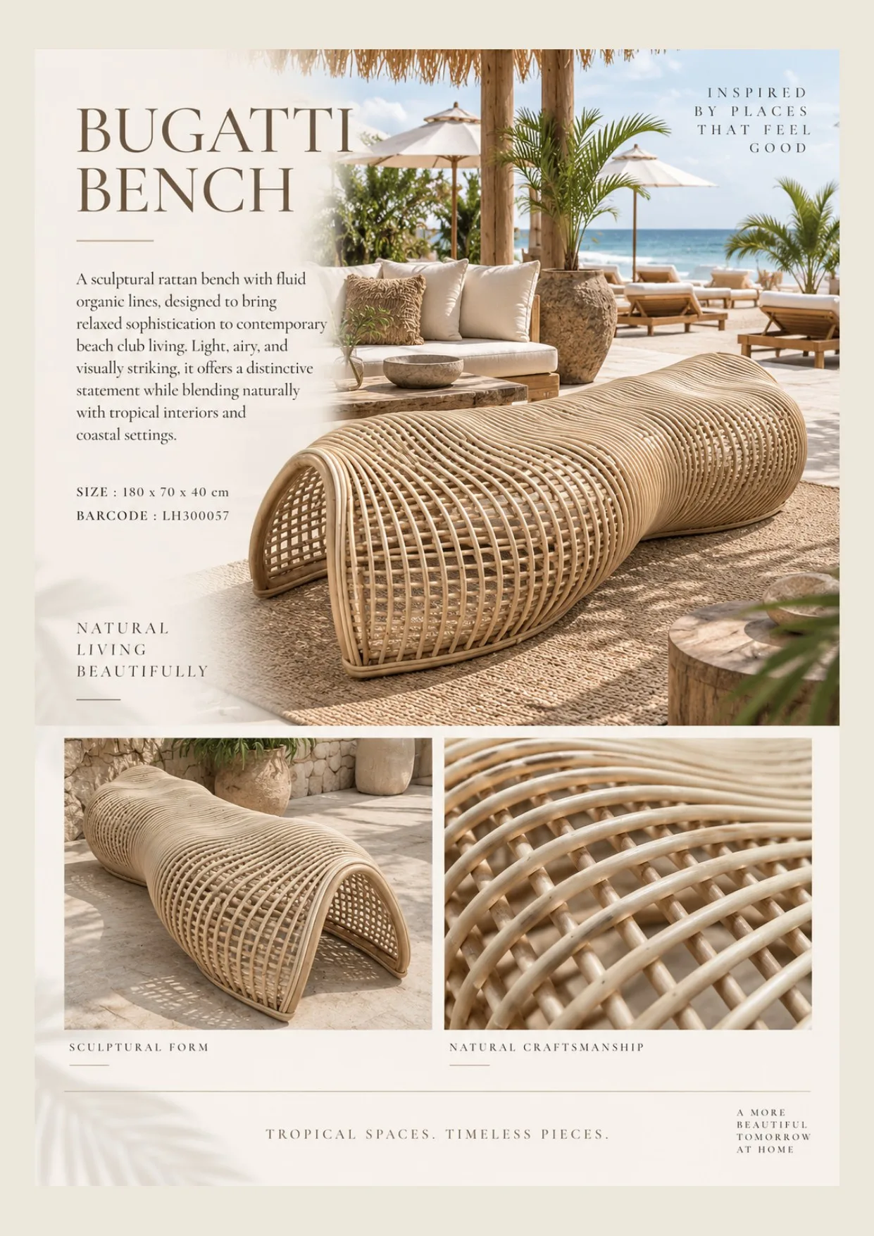 Complete catalog page showing Bugatt Rattan Beach Sunbed