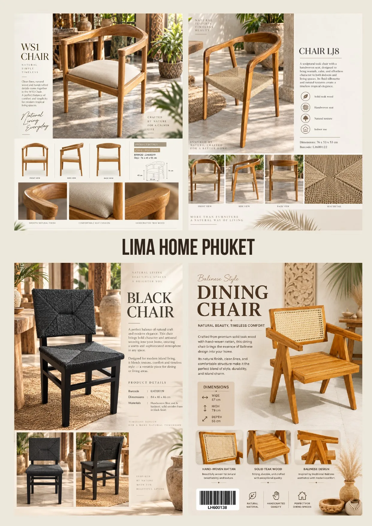Complete catalog page showing Sculptural Teak Dining Chair