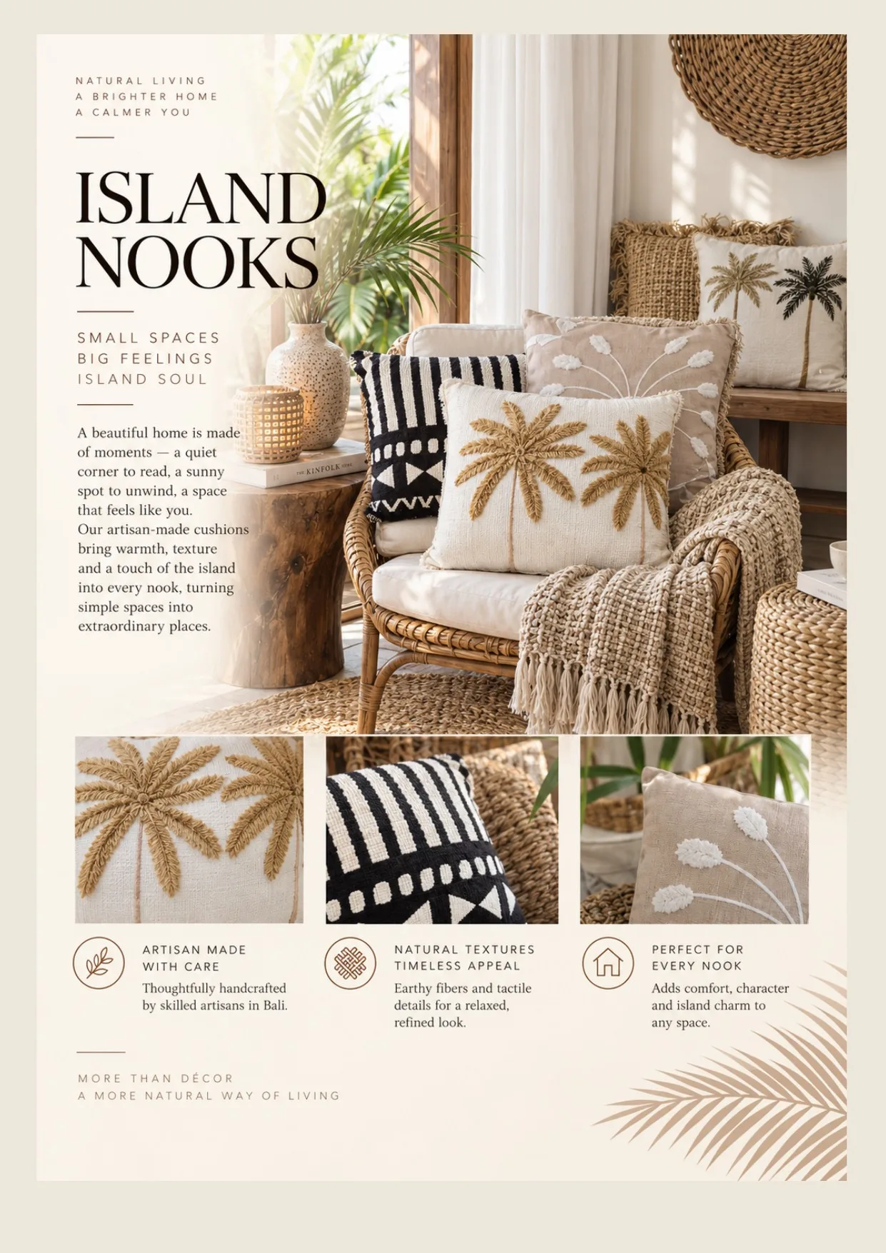Complete catalog page showing Organic Linen Decorative Cushions