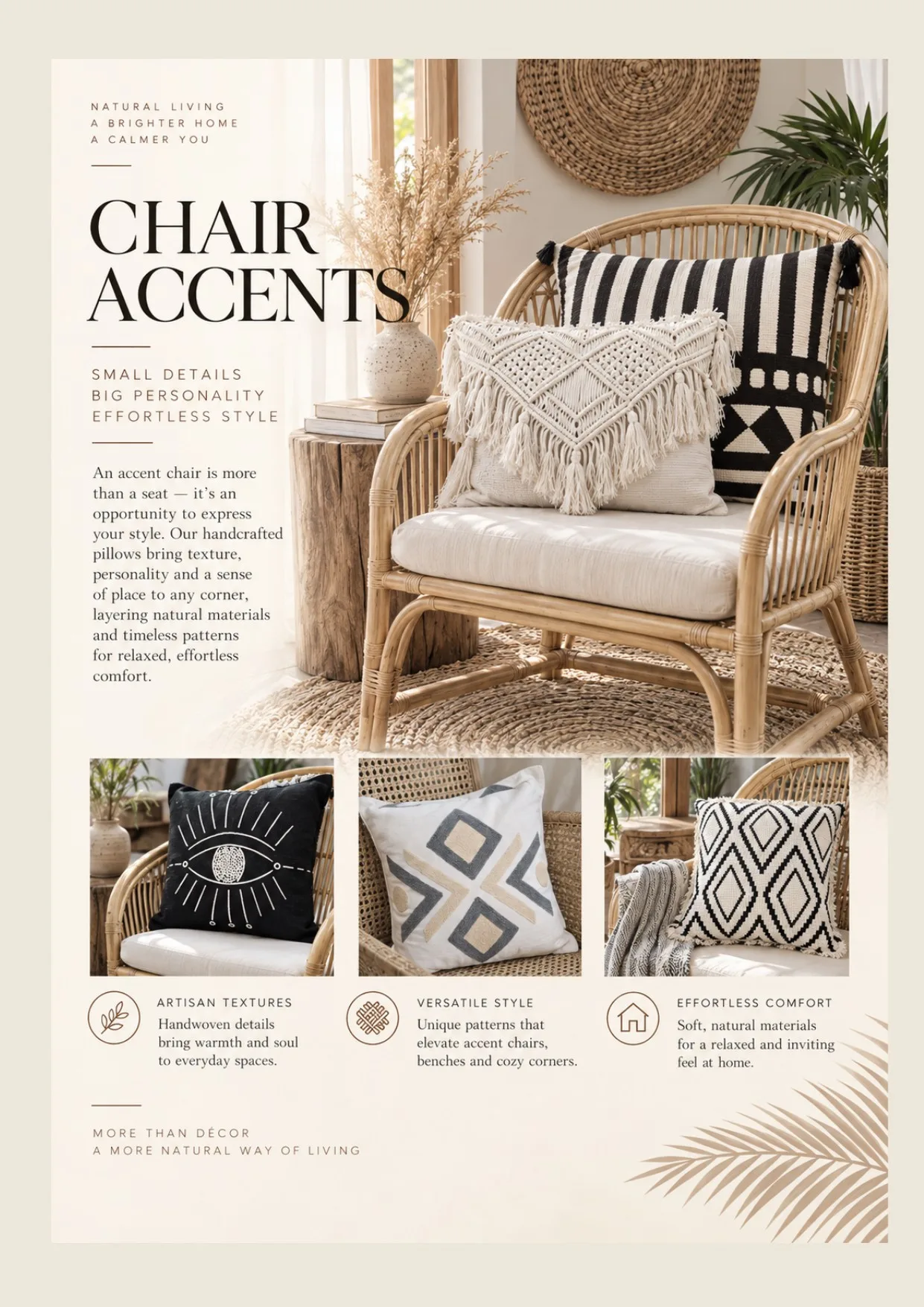 Complete catalog page showing Textured Natural Fiber Cushion Set