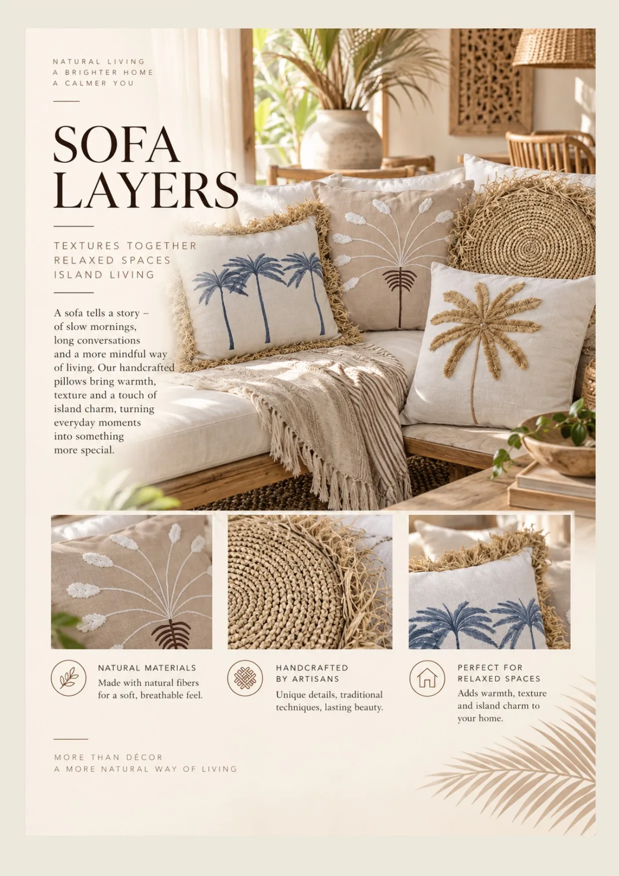 Complete catalog page showing Artisan Woven Geometric Cushions