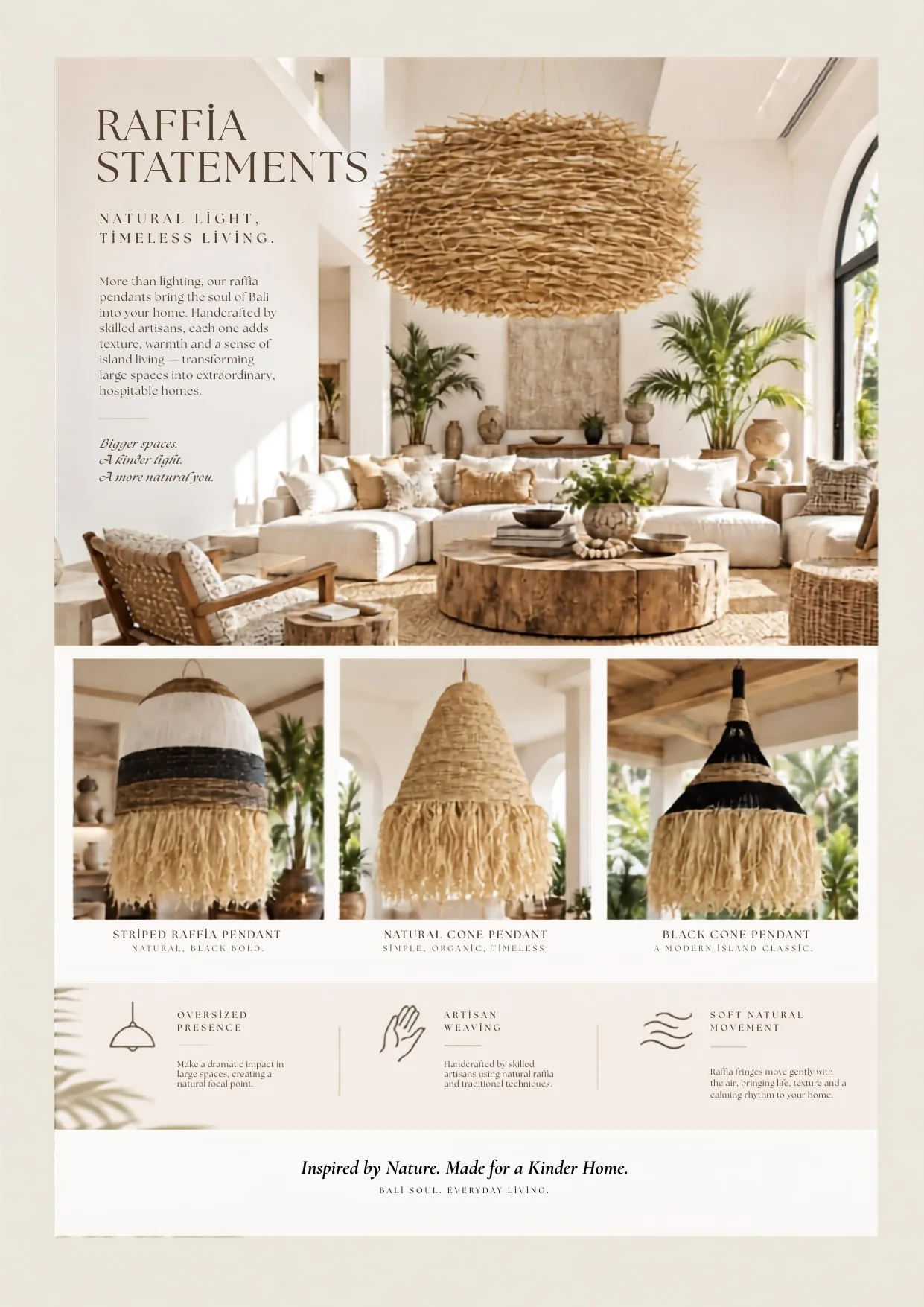 Complete catalog page showing Raffia Statement Pendant Light