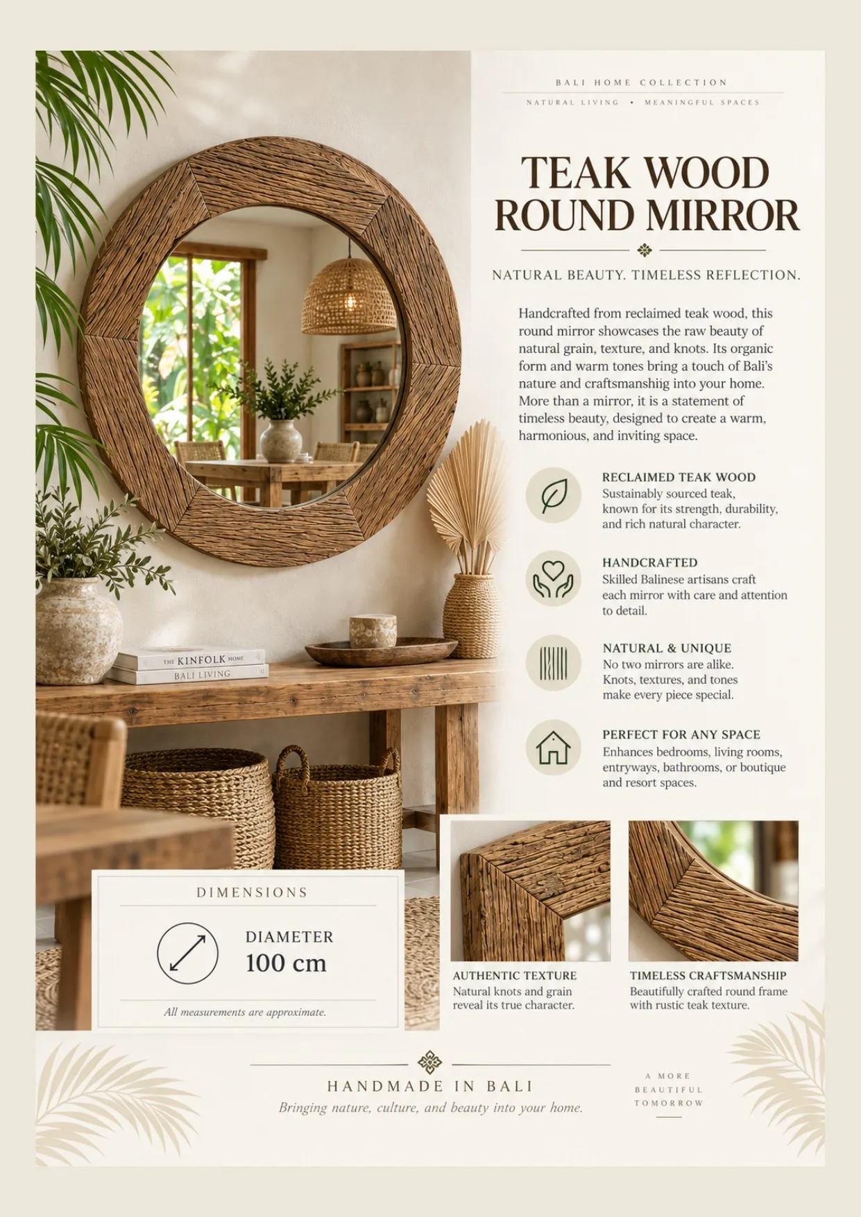 Complete catalog page showing Handwoven Rattan Round Wall Mirror