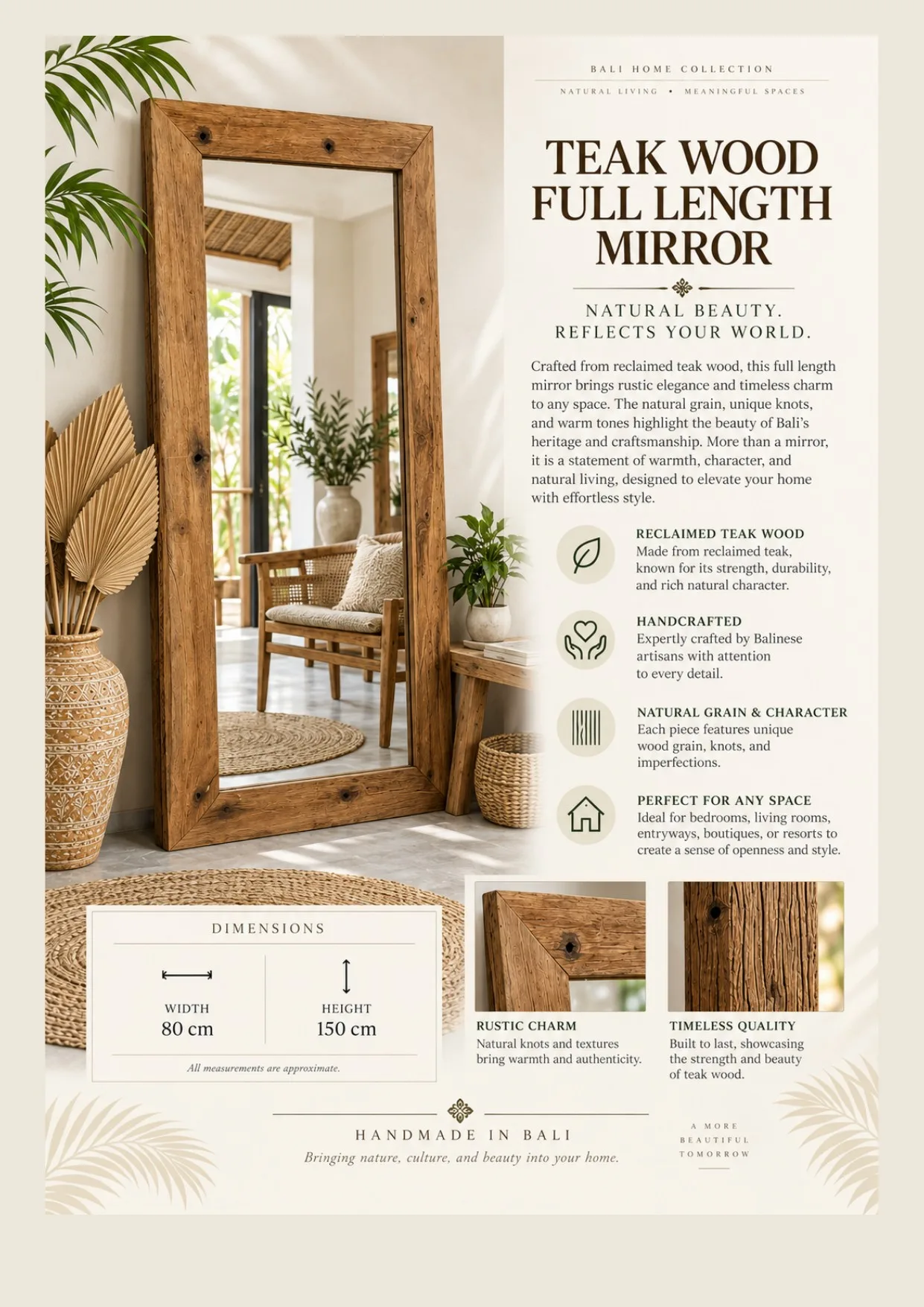 Complete catalog page showing Rustic Carved Teak Wall Mirror