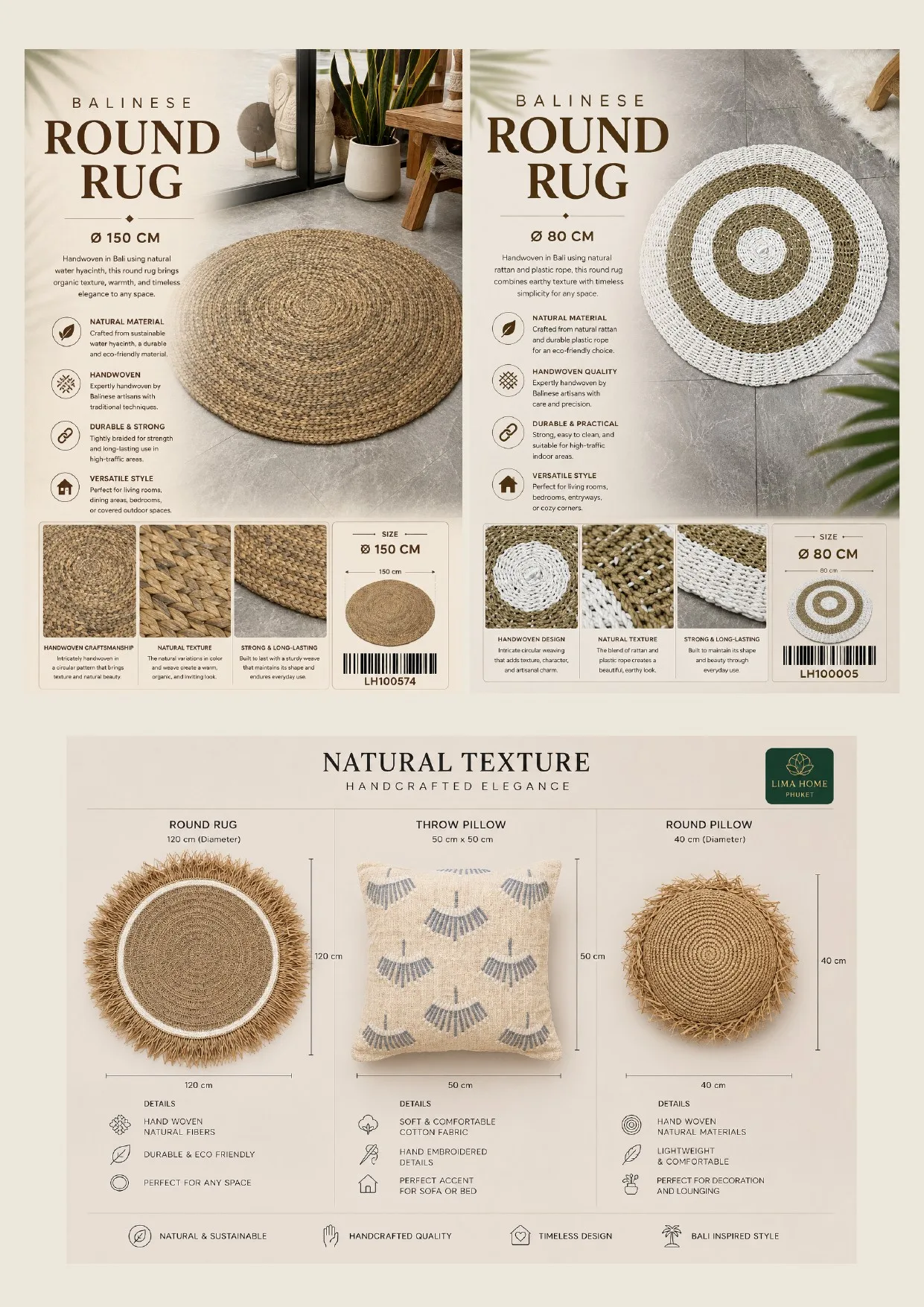Complete catalog page showing Tropical Textured Throw Cushion