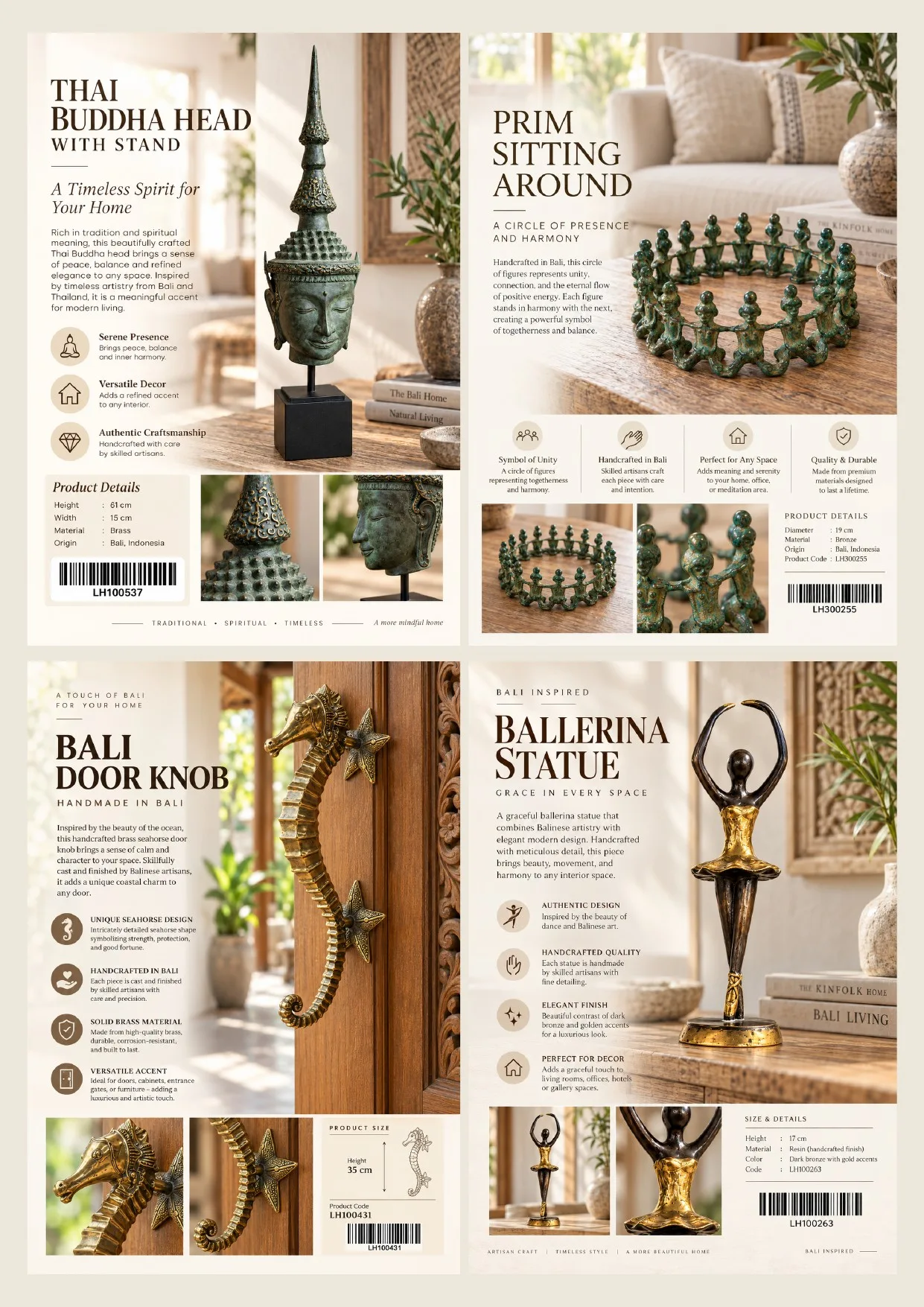 Complete catalog page showing Thai Buddha Head with Stand