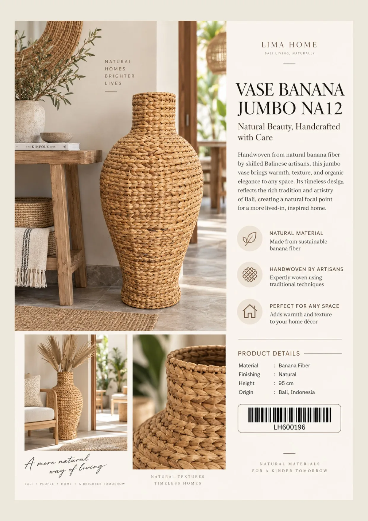 Complete catalog page showing Tall Handwoven Floor Storage Basket