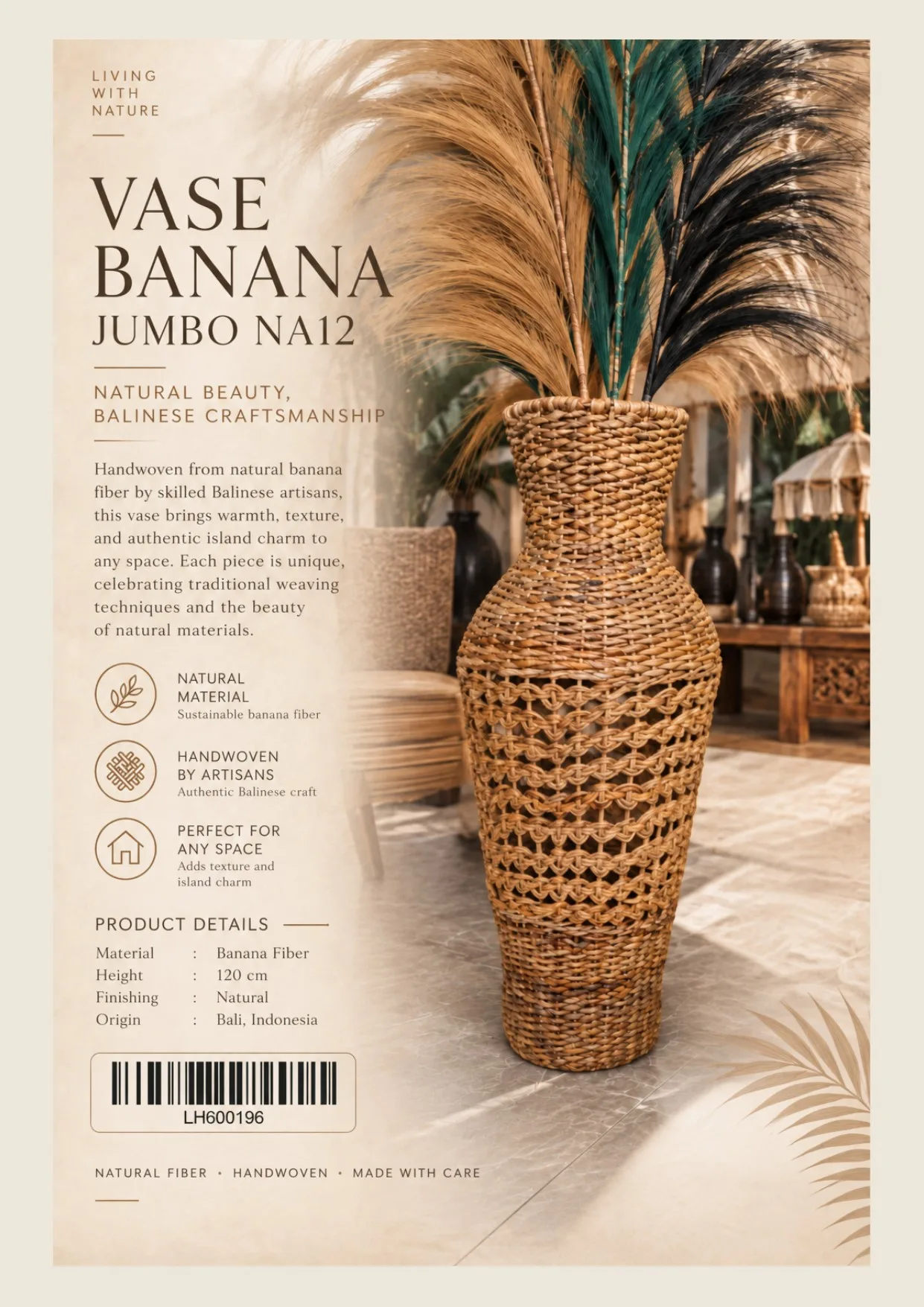 Complete catalog page showing Tropical Handwoven Large Storage Basket