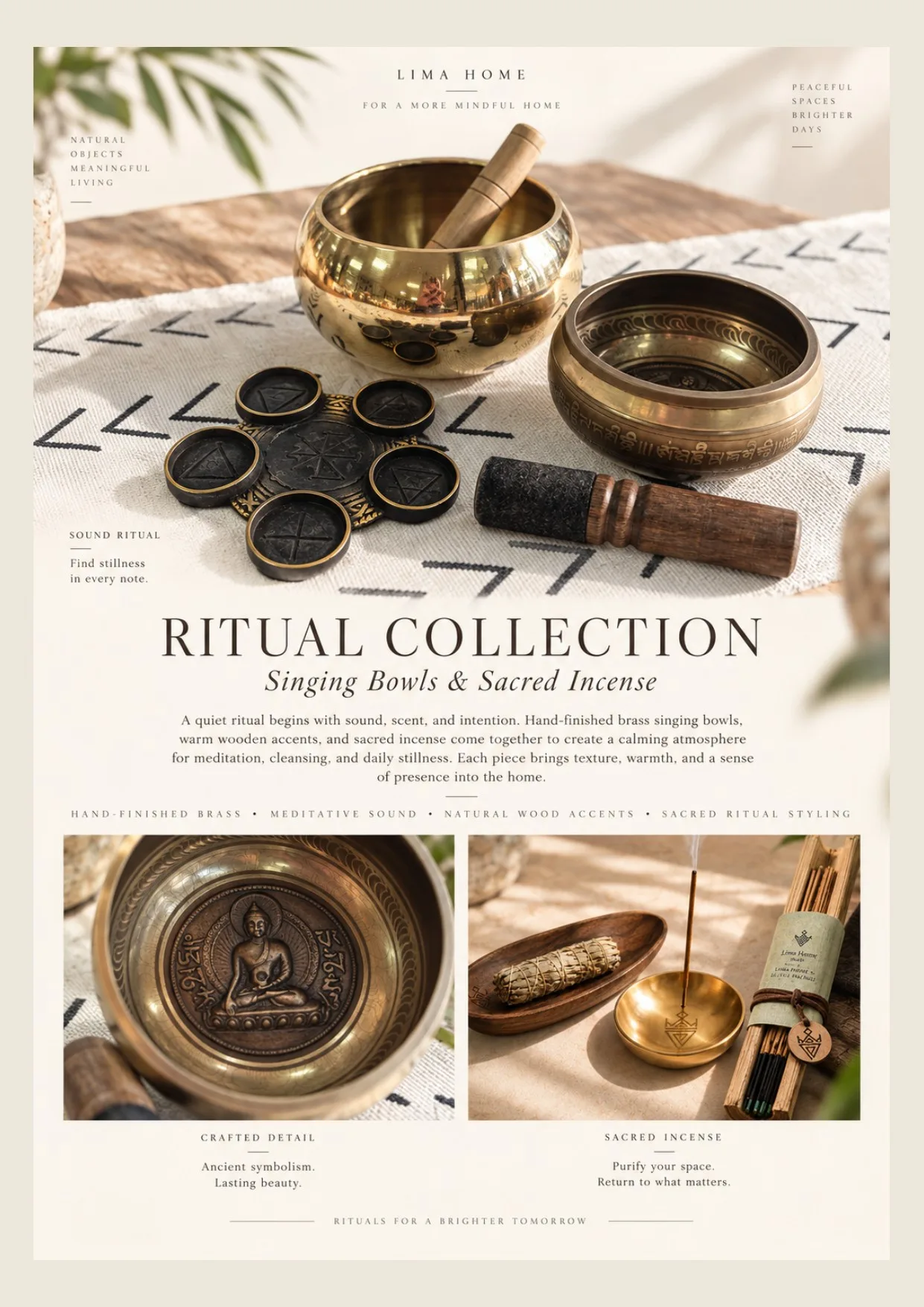 Complete catalog page showing Sound Ritual Singing Bowls & Gong