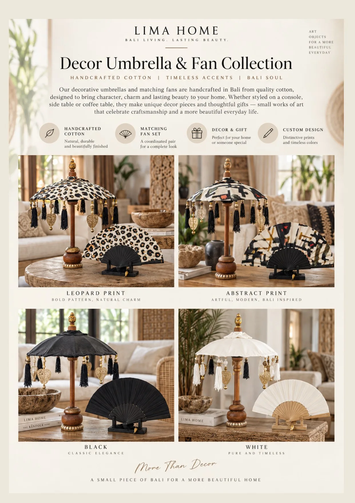 Complete catalog page showing Balinese Ceremonial Umbrella & Fan Collection