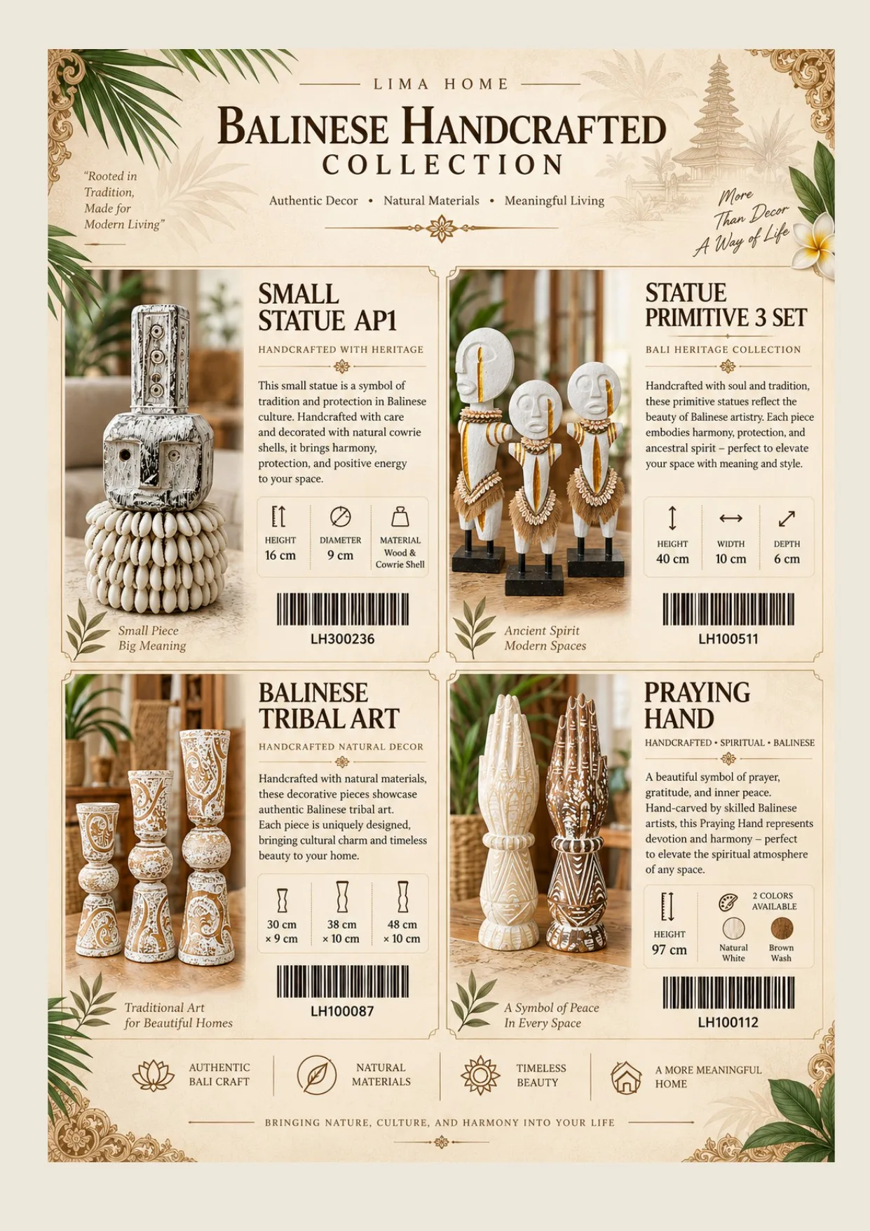 Complete catalog page showing Small Tribal Statue & Cultural Art